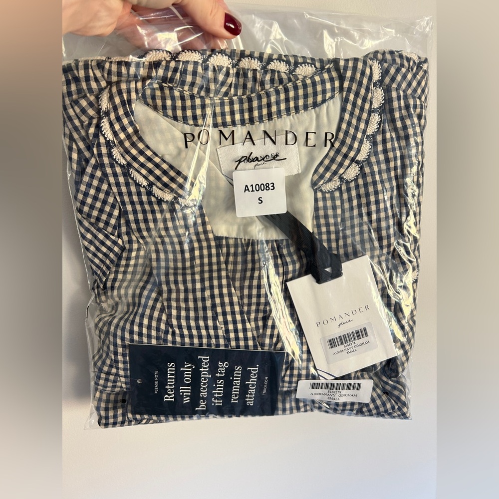 NWT Tuckernuck POMANDER PLACE‎ Navy Gingham Kenzo Dress - Picture 6 of 6